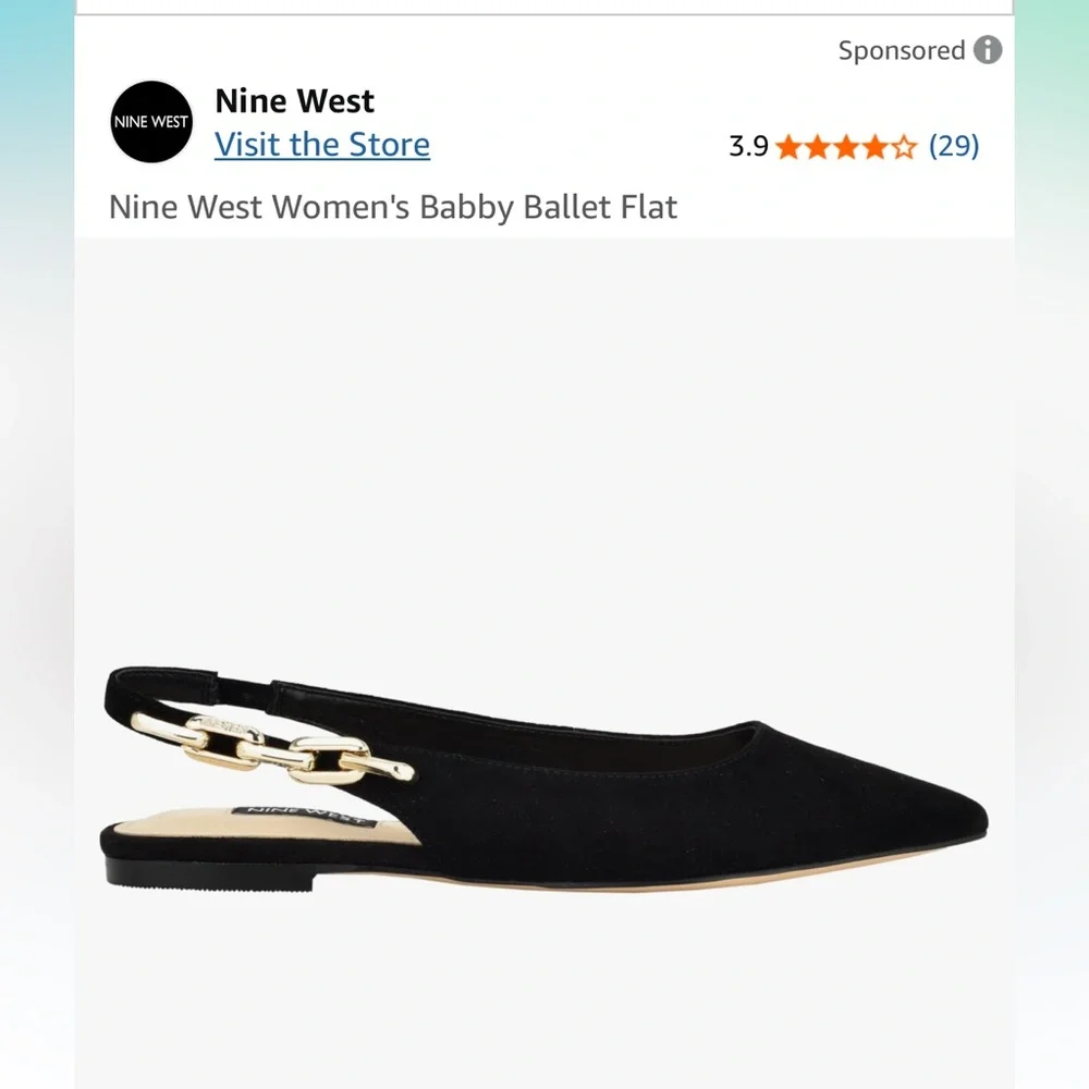 Nine West denim Babby pointy toe sling back flat 8M - Picture 13 of 14